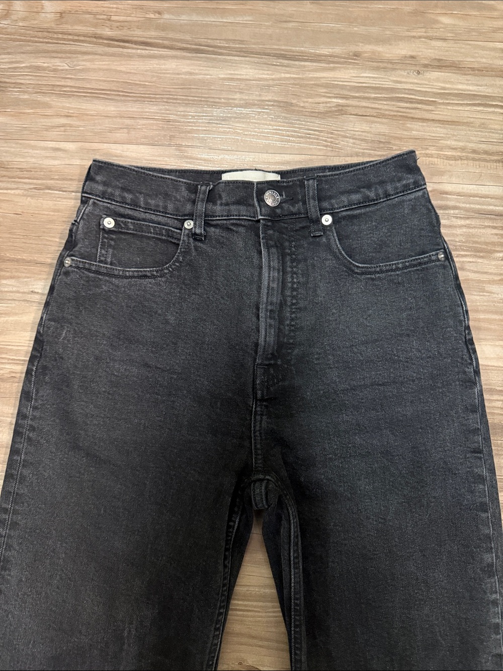 Everlane The Way-High Straight Jeans 26 Black Coal Raw Hem $148 - Picture 3 of 12